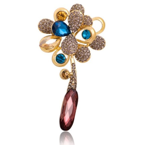 Large Love Crystal Flower Brooch / Necklace Pendant - Picture 4 of 11